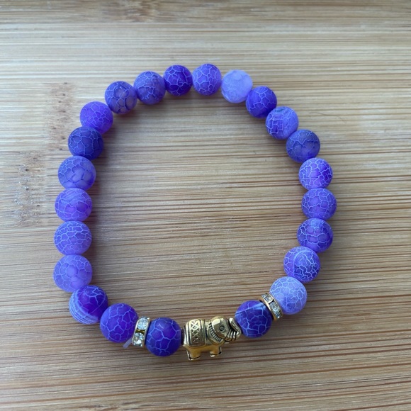 Amethyst Stone Gold Elephant Bracelet - Picture 3 of 6